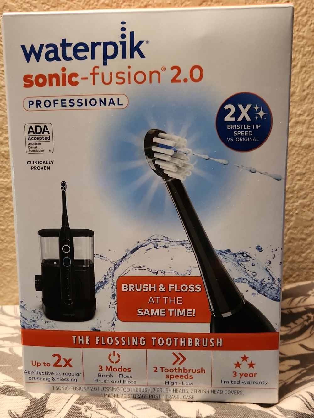 Waterpik Sonic-Fusion 2.0 Professional Black Brush & Floss Toothbrush, BNIB